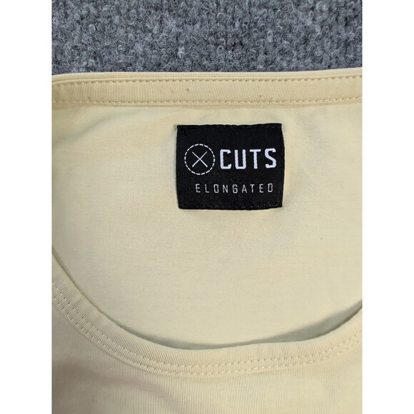 Cuts Clothing Mens Medium Yellow Elongated Hem Henley 4-Way Stretch T-Shirt - Picture 2 of 9